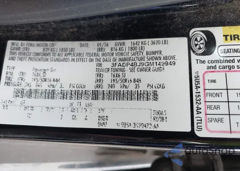 2016 Ford Fiesta Se z USA, uszkodzony, nr VIN 3FADP4BJ9GM149949